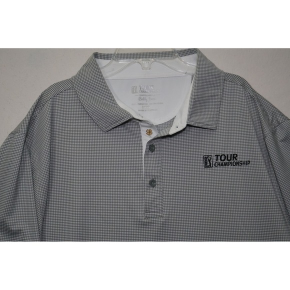 Bobby Jones Tour Championship Golf Polo Shirt Mens XXXL Grey White Micro Check - Picture 2 of 5